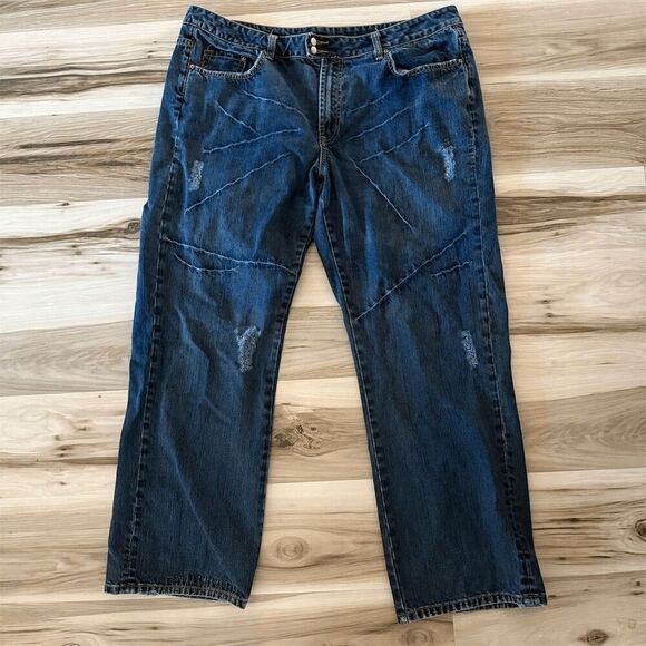 Vintage Seven7 Women's Straight Jeans Size 22 Blue Medium Wash Distressed - Picture 1 of 8